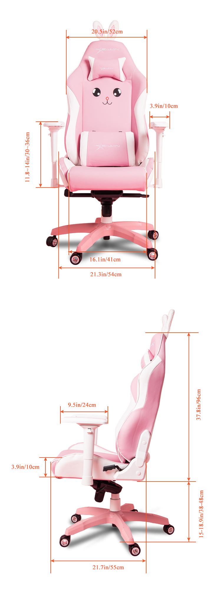 E-WIN Gaming Chair Dimensions